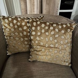 Fabulous 13 x 13 throw pillows with glitter accents and velvet fabric.